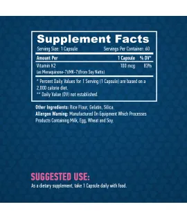 Витамин К2 - форма Мк 7, 100 мкг., 60 капс. / HAYA LABS Vitamin K2-Mk7 100 mcg / 60 Caps