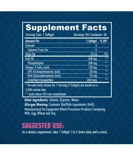 Масло от Крил 500 мг., 60 софт. / HAYA LABS Krill Oil 500 mg / 60 Softgels