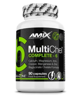 Хелатирани (Високоусвоими) Форми на 6 Минерала 90 капс. / AMIX Chela Zone MultiChel Complete 6 Bisglycinate Chelate / 90 Vcaps