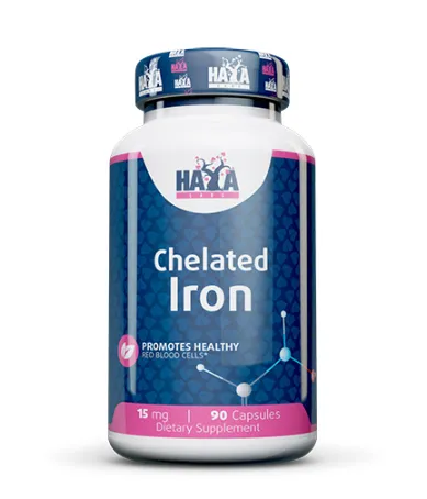 Желязо 15 мг., 90 капс. - Хелатирана Форма / HAYA LABS Chelated Iron 15 mg / 90 Caps