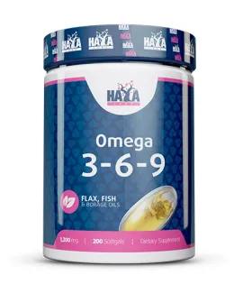 Омега 3-6-9 1200 мг., 200 софт. / HAYA LABS Omega 3-6-9 1200 mg / 200 Softgels