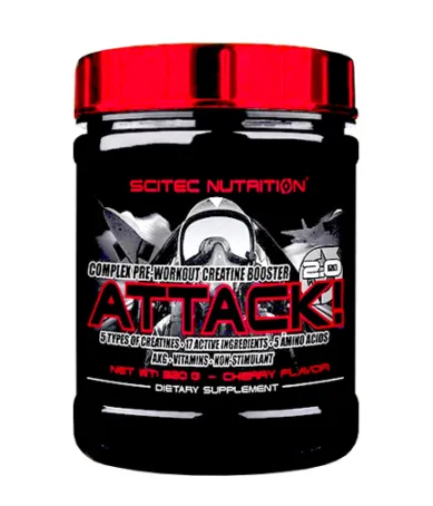 Предтренировъчен БЕЗ Кофеин / SCITEC Attack 2.0 Предтренировъчен БЕЗ Кофеин / SCITEC Attack 2.0