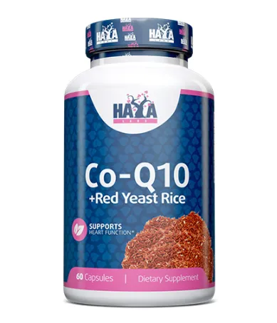 Koeнзим Q10 + Дрожди От Червен Ориз 500 мг., 60 капс. / HAYA LABS Coenzyme Co-Q10 60 mg Red Yeast Rice 500 mg / 60 Caps Koeнзим Q10 + Дрожди От Червен Ориз 500 мг., 60 капс. / HAYA LABS Coenzyme Co-Q10 60 mg Red Yeast Rice 500 mg / 60 Caps